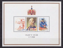 Norway 1988 Birthday King Olav (85Y) M/s ** Mnh (34635) - Hojas Bloque