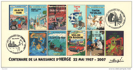 FRANCE 2007 N°78 Albums Fictifs + 2 Cachets Premier Jour FDC TINTIN KUIFJE TIM HERGE GUEBWILLER - Hergé