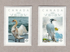 SWAN, CRANE Pair Of Unique Personalized Postage Stamps MNH Canada 2017 [p17-01wb - Swans