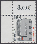 !a! GERMANY 2002 Mi. 2302 MNH SINGLE From Upper Left Corner -Bauhaus Dessau - Unused Stamps