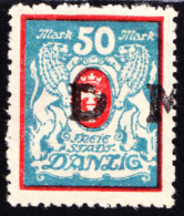 Danzig 1922 50c Coat Of Arms. Official Overprint "D M" Shifted. Scott O34.  MNG. - Servizio