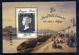 HUNGARY 1990 STamp Anniversary Block MNH / **.  Michel Block 209 - Hojas Bloque