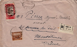 DEVANT DE LETTRE TUNISIE. 24.X. 24.  RECOMMANDE TUNIS POUR LA FRANCE - Lettres & Documents