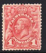 Australia 1913-4 1d Pale Rose-red GV Head, No Wmk., Hinged Mint (SG 17c) - Neufs