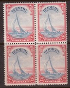 Bermuda 1940 2d Red & Ultra, Mint Mounted, Block, Sc# 109A, SG 112a - Bermudes