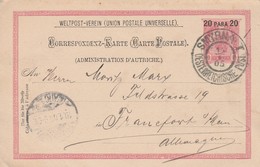 Levant Autrichien Entier Postal Smyrna Pour L'Allemagne 1905 - Eastern Austria