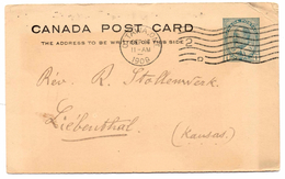 CP De Ottawa (19.09.1909) Pour Liebenthal, Kansas - 1903-1954 Rois