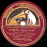 78 T. - 25 Cm - état B -  Louis MORTURIER - LE BINIOU - LA BERCEUSE DU VIOLONEUX - 78 T - Disques Pour Gramophone