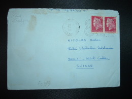 LETTRE Pour La SUISSE TP MARIANNE DE CHEFFER 0n40 PAIRE OBL.MEC.24-7-1070 MENTON (06) - 1967-1970 Marianna Di Cheffer