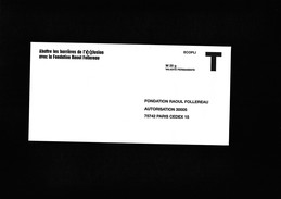 Enveloppe Réponse T - France - Ecopli - Fondation Raoul Follereau - Autorisation 30005 - 75742 Paris Cedex 15 - Cards/T Return Covers