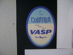 PLANE - FROM AND TO CURITIBA / VASP (BRAZIL)  LABEL - Pubblicità