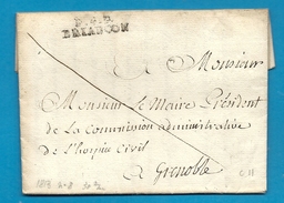 Hautes Alpes - Briancon Pour Grenoble. LAC En Port Payé De 1813. Entete Hospice Civil Et Militaire - 1801-1848: Précurseurs XIX