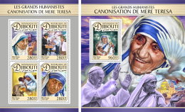 DJIBOUTI 2016 ** Mother Teresa Canonization Heiligsprechnung M/S+S/S - IMPERFORATED - A1702 - Madre Teresa