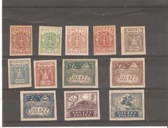 POLOGNE   SERIE N° 172/183 YVERT NON DENTELE  NEUF * * MNH HALLERS ET CORONNE  De 1919 - Unused Stamps