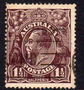 Australia 1918-23 1½d Black-brown GV Head, 2nd Wmk. 5, Used (SG58) - Used Stamps