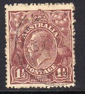 Australia 1918-23 1½d Chocolate GV Head, 2nd Wmk. 5, Used (SG59a) - Used Stamps