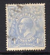 Australia 1918-23 4d Pale Milky-blue GV Head, 2nd Wmk. 5, Used (SG65a) - Usados