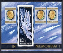 HUNGARY 1968 Death Of Astronauts Block MNH / **.  Michel Block 63 - Blocks & Kleinbögen