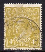 Australia 1924 4d Olive-yellow GV Head, Wmk. 5, Used (SG80) - Used Stamps
