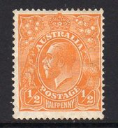 Australia 1926-30 ½d Orange GV Head, Wmk. 7, Perf. 13½x12½, Hinged Mint (SG94) - Mint Stamps