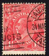 Australia 1926-30 1½d Scarlet GV Head, Wmk. 7, Perf. 13½x12½, Used (SG96) - Gebruikt