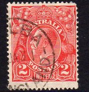 Australia 1926-30 2d Golden Scarlet GV Head, Wmk. 7, Perf. 13½x12½, Used (SG99) - Used Stamps
