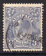 Australia 1926-30 3d Dull Ultramarine GV Head, Wmk. 7, Perf. 13½x12½, Used (SG100) - Gebraucht