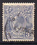 Australia 1926-30 3d Dull Ultramarine GV Head, Wmk. 7, Perf. 13½x12½, Used (SG100) - Used Stamps