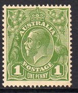 Australia 1931-6 1d Green GV Head, Wmk. 15, Hinged Mint (SG125) - Nuevos