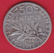 France 50 Centimes Semeuse 1908 - Andere & Zonder Classificatie