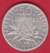 France 50 Centimes Semeuse 1908 - Otros & Sin Clasificación