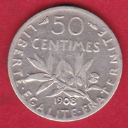 France 50 Centimes Semeuse 1908 - Andere & Zonder Classificatie