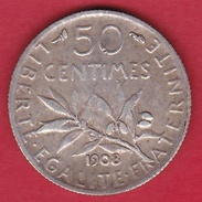 France 50 Centimes Semeuse 1908 - Andere & Zonder Classificatie