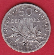 France 50 Centimes Semeuse 1908 - Otros & Sin Clasificación