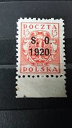 RARE 15F POLAND POLSKA OVERPRINT S.O. 1920 Margin/sheet UNUSED/MINT/NUEF STAMP TIMBRE - Unused Stamps