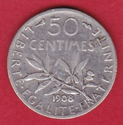 France 50 Centimes Semeuse 1908 - Andere & Zonder Classificatie