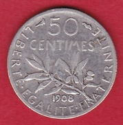 France 50 Centimes Semeuse 1908 - Altri & Non Classificati