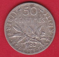 France 50 Centimes Semeuse 1908 - Autres & Non Classés