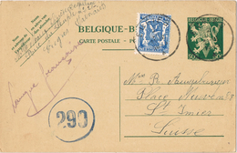 21055. Entero Postal EUGIES (belgien) 1945. Victoria. A Suisse - Coupons-réponse Internationaux