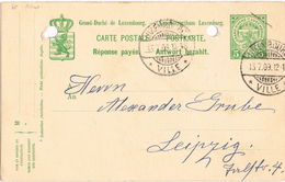 21057. Entero Postal LUXEMBOURG Ville 1909 A Allemagne - 1907-24 Ecusson