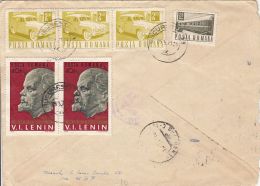 CAR, TRAIN, LENIN, STAMPS ON REGISTERED COVER, 1971, ROMANIA - Covers & Documents