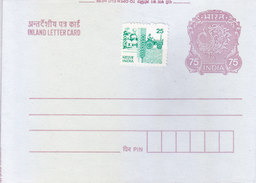 INDIA UNUSED / MINT INLAND LETTER CARD - 75 PAISE WITH ADDITIONAL 25 PAISE DEFINTIVE STAMP - Inland Letter Cards