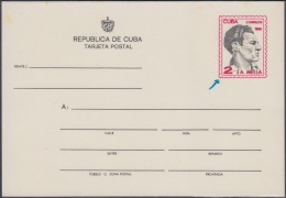 1980-EP-106 CUBA 1980. Ed.127. JULIO ANTONIO MELLA. POSTAL STATIONERY ERROR DOUBLE RED COLOR. - Cartas & Documentos