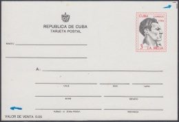 1986-EP-136 CUBA 1986. Ed.138. JULIO ANTONIO MELLA. POSTAL STATIONERY UNUSED. ERROR DISPLACED CUT. - Brieven En Documenten