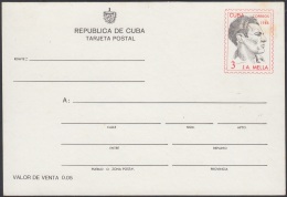 1986-EP-137 CUBA 1986. Ed.138. JULIO ANTONIO MELLA. POSTAL STATIONERY UNUSED. ERROR DISPLACED CENTER. - Brieven En Documenten