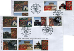 TEMPLE Series 2-SET FDC 2011 NEPAL - Hinduism