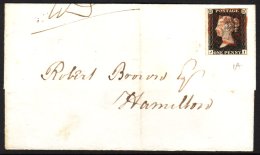 1840 1d Black, Plate 1a Lettered "JI" With Four Good To Large Margins, Tied By Red Maltese Cross To 5th June Part... - Non Classés