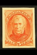 1875 5c President Taylor "Goodall" Small Die Proof On Indian Paper Printed In Dull Red, Scott 179TC2e. Superb. For... - Altri & Non Classificati