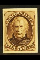 1875 5c President Taylor "Goodall" Small Die Proof On Indian Paper Printed In Deep Brown, Scott 179TC2d. Superb.... - Other & Unclassified