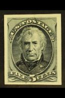 1875 5c President Taylor "Goodall" Small Die Proof On Indian Paper Printed In Black, Scott 179TC2b. Superb. For... - Otros & Sin Clasificación